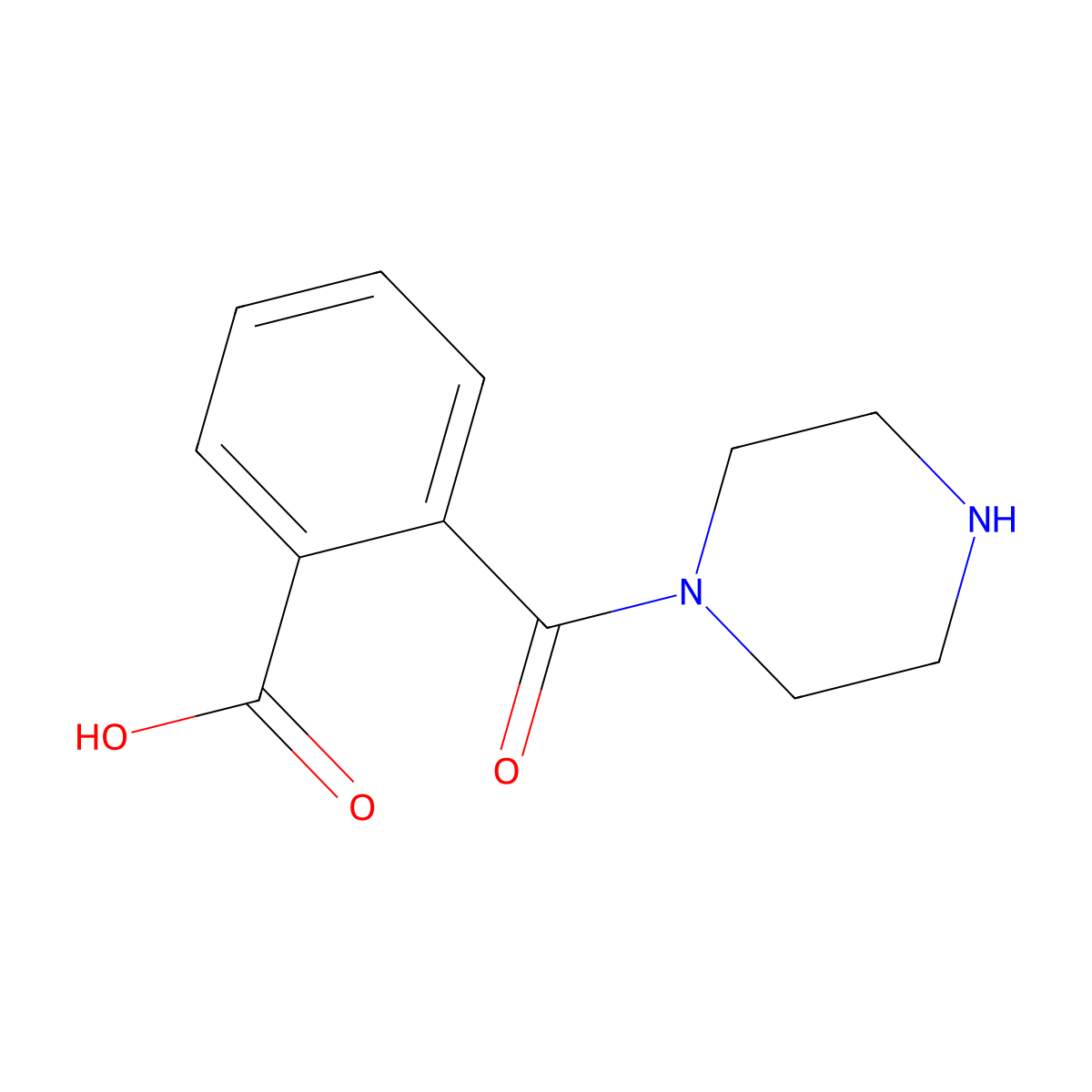 2-(Piperazin-1-ylcarbonyl)benzoic acid molecular structure, CAS 37618-28-3