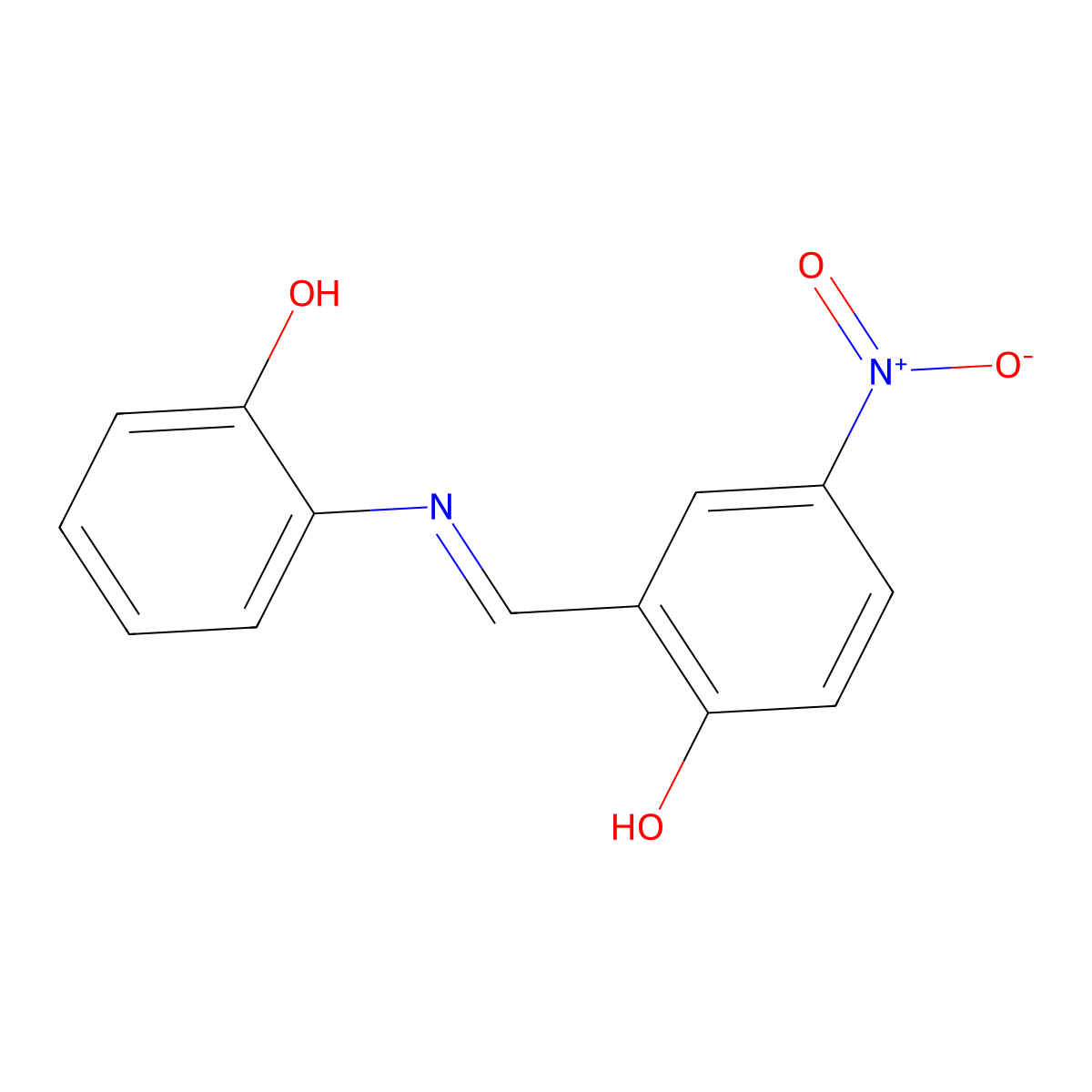 2-{(E)-[(2-hydroxyphenyl)imino]methyl}-4-nitrophenol molecular structure, CAS 3762-63-8