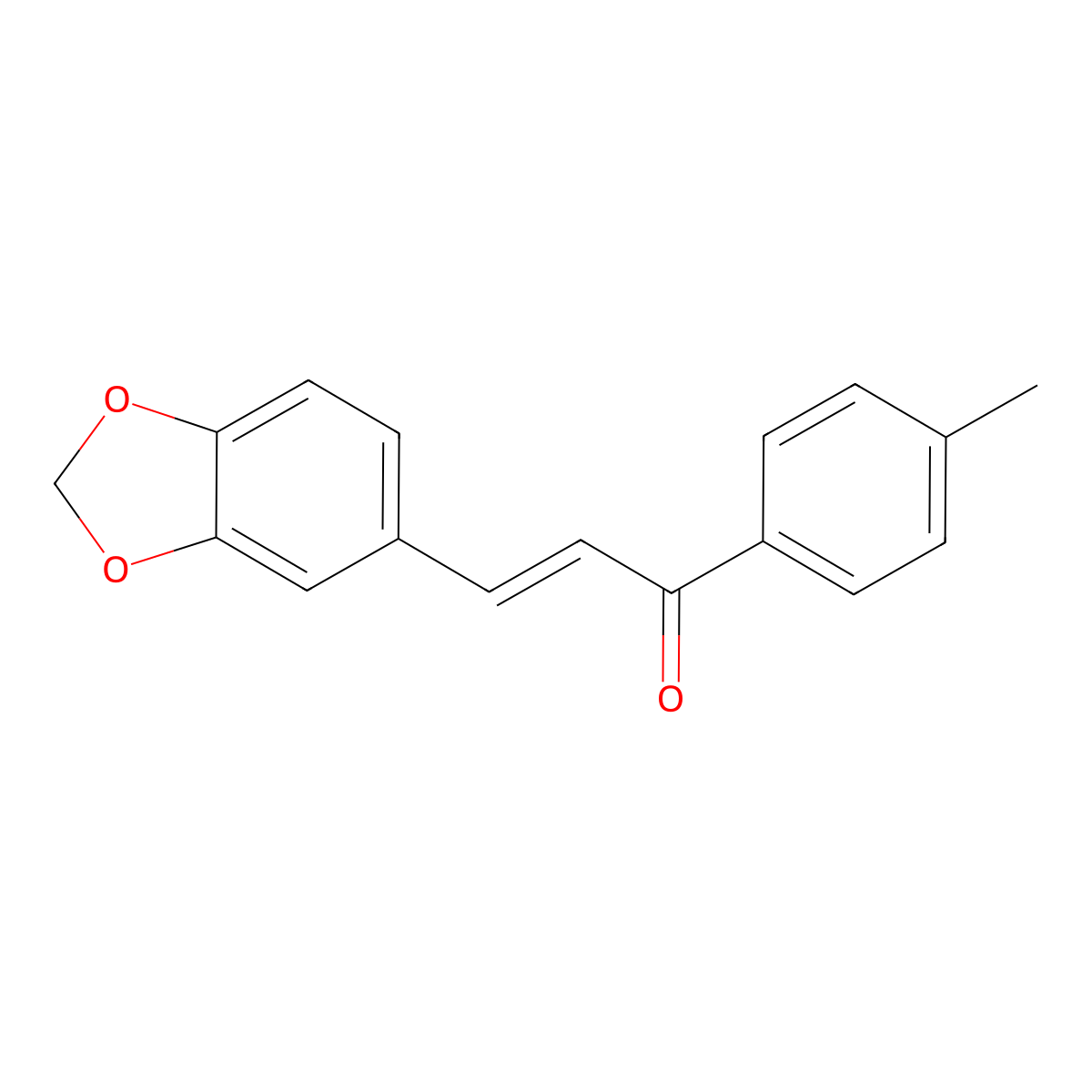 2-Propen-1-one, 3-(1,3-benzodiol-5-yl)-1-(4-methylphenyl)- molecular structure, CAS 37620-38-5