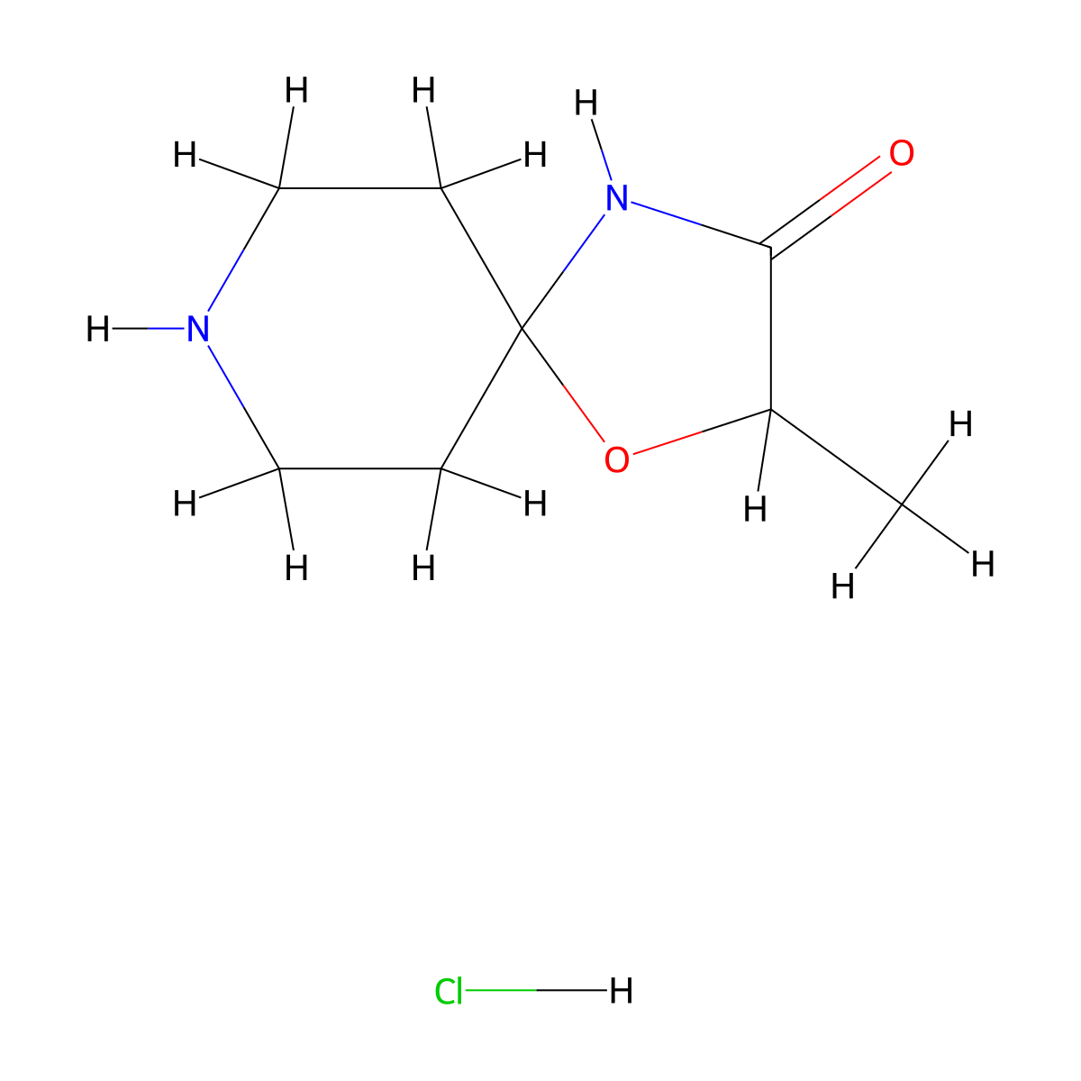 2-Methyl-1-oxa-4,8-diazaspiro[4.5]decan-3-one hydrochloride molecular structure, CAS 37623-08-8