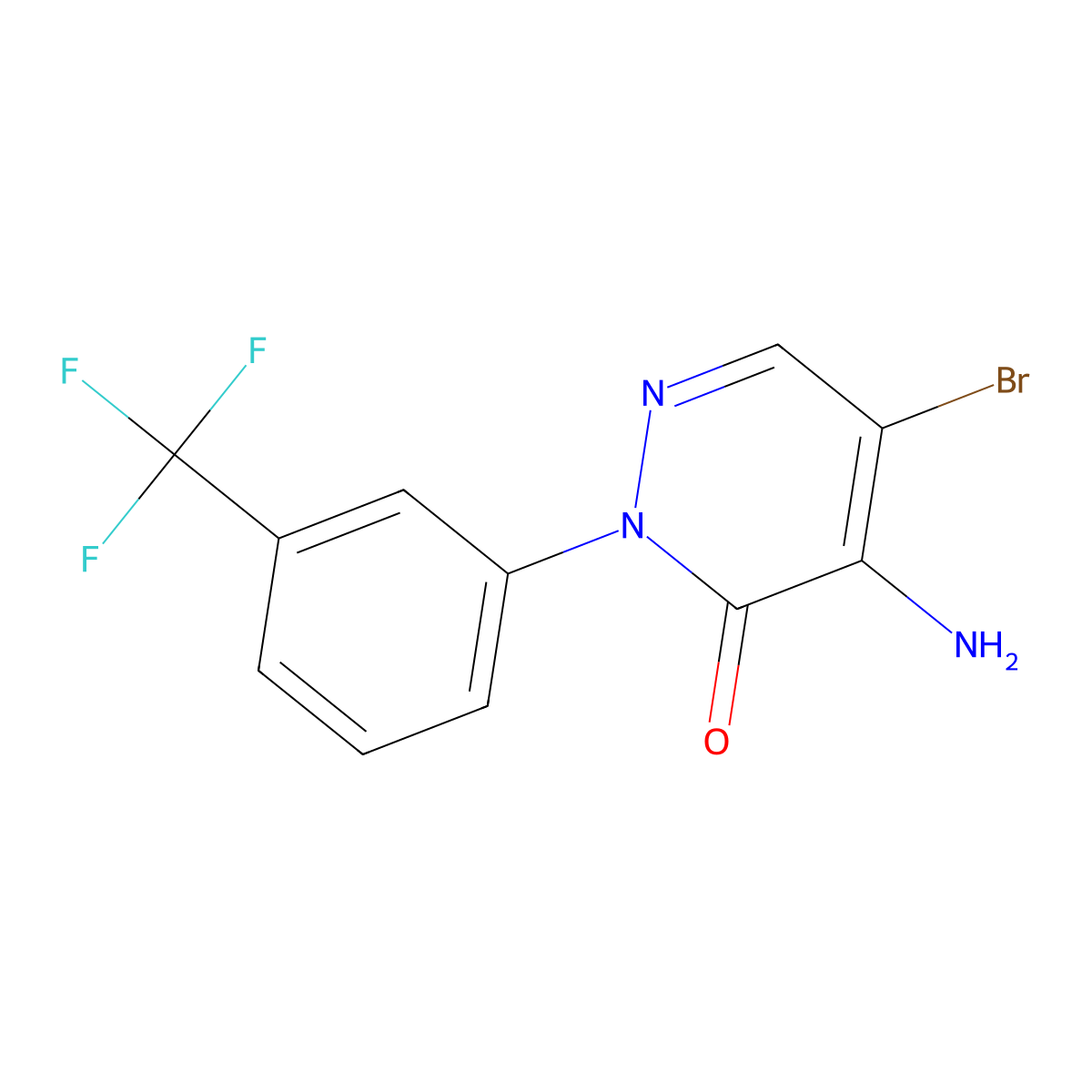 4-Amino-5-bromo-2-(3-(trifluoromethyl)phenyl)pyridazin-3(2H)-one molecular structure, CAS 37627-04-6