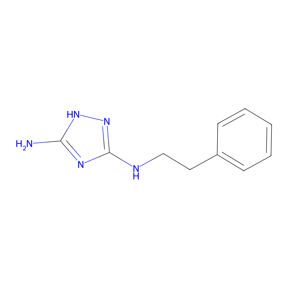 1H-1,2,4-Triazole-3,5-diamine, N5-(2-phenylethyl)- molecular structure, CAS 37627-87-5