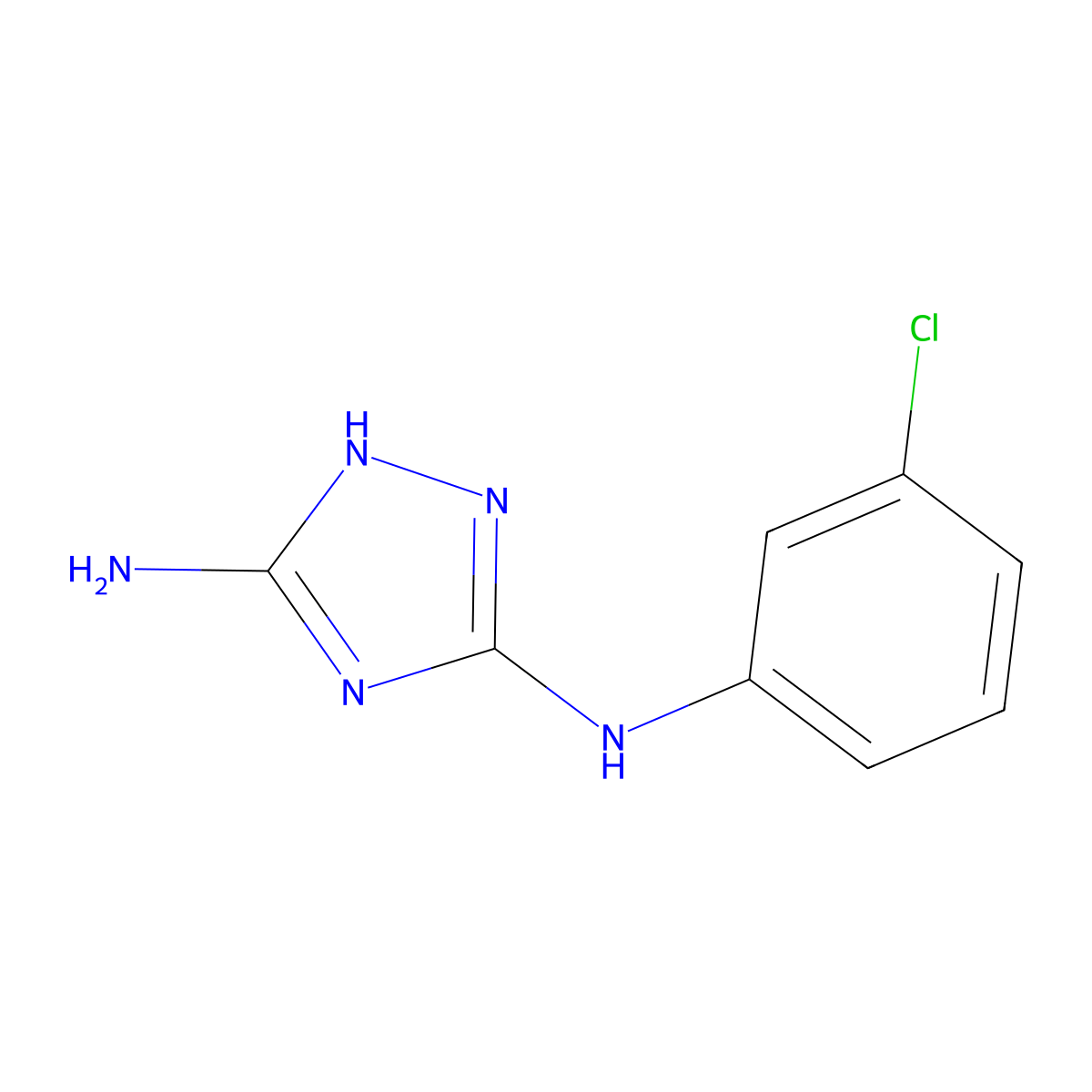 N3-(3-chlorophenyl)-4H-1,2,4-triazole-3,5-diamine molecular structure, CAS 37627-92-2