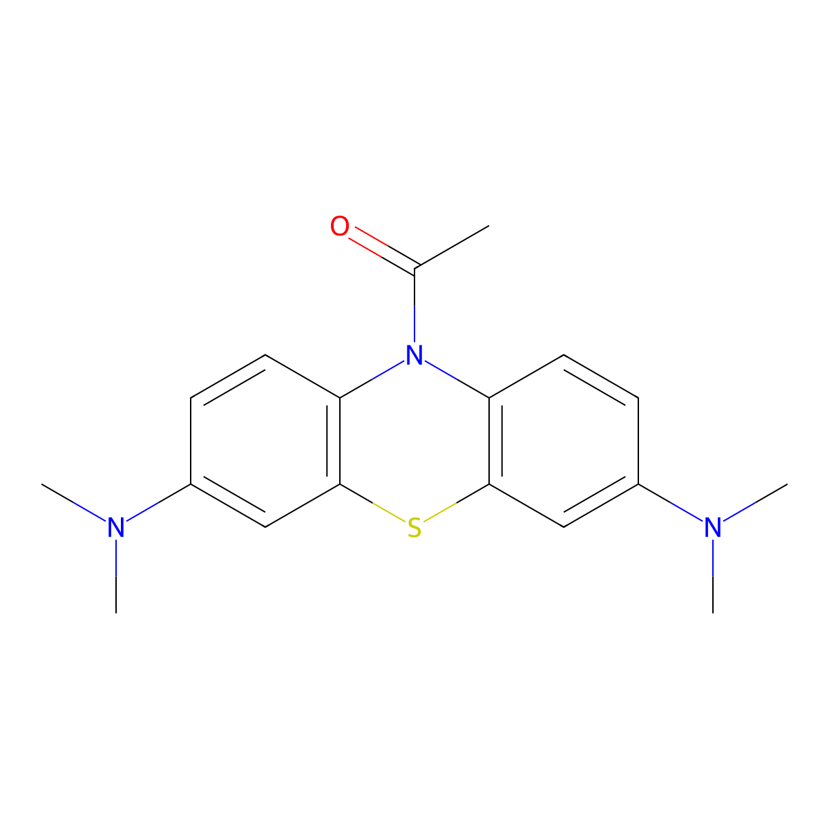 1-(3,7-bis(dimethylamino)-10H-phenothiazin-10-yl)ethanone molecular structure, CAS 3763-06-2