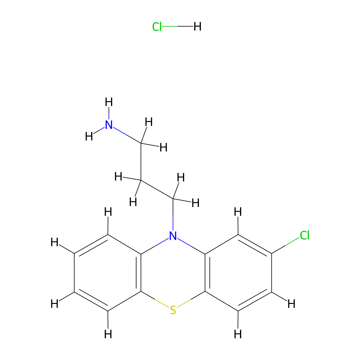 10H-Phenothiazine-10-propanamine, 2-chloro-, hydrochloride (1:1) molecular structure, CAS 3763-80-2