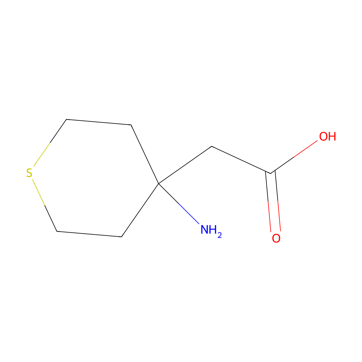 2-(4-Aminothian-4-yl)acetic acid molecular structure, CAS 37631-93-9