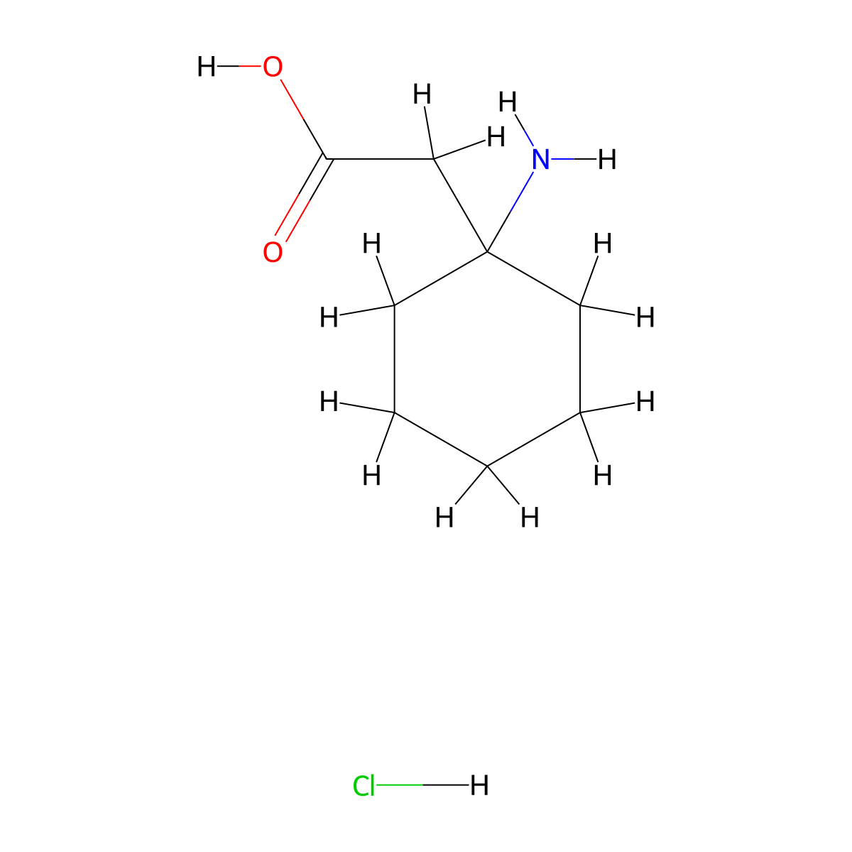 2-(1-Aminocyclohexyl)acetic acid;hydrochloride molecular structure, CAS 37631-99-5