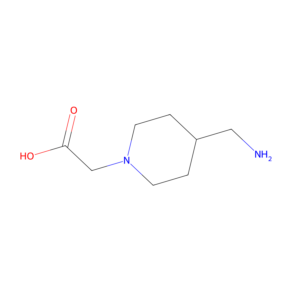 2-[4-(Aminomethyl)piperidin-1-yl]acetic acid molecular structure, CAS 376348-49-1