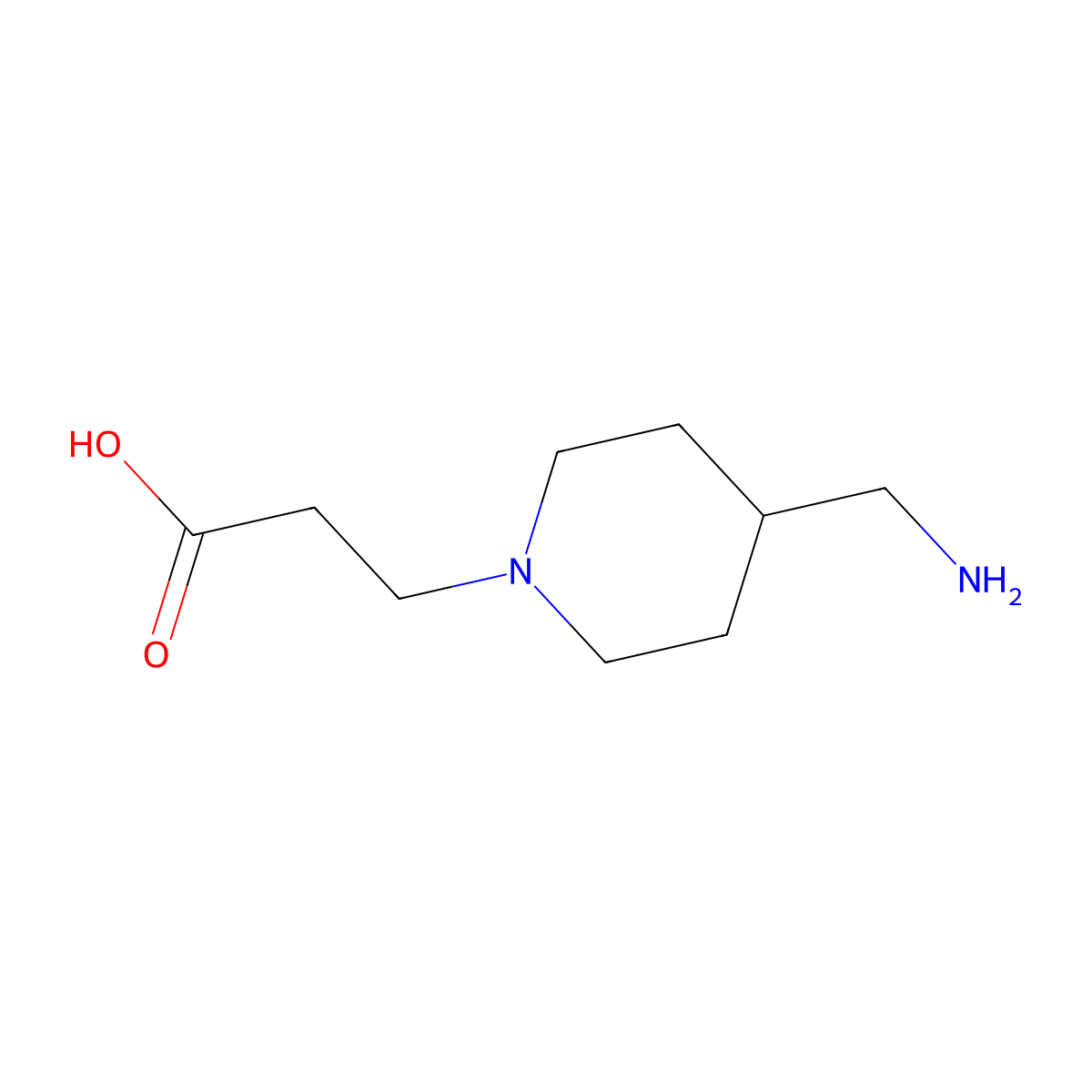 3-(4-(Aminomethyl)piperidin-1-yl)propanoic acid molecular structure, CAS 376348-58-2