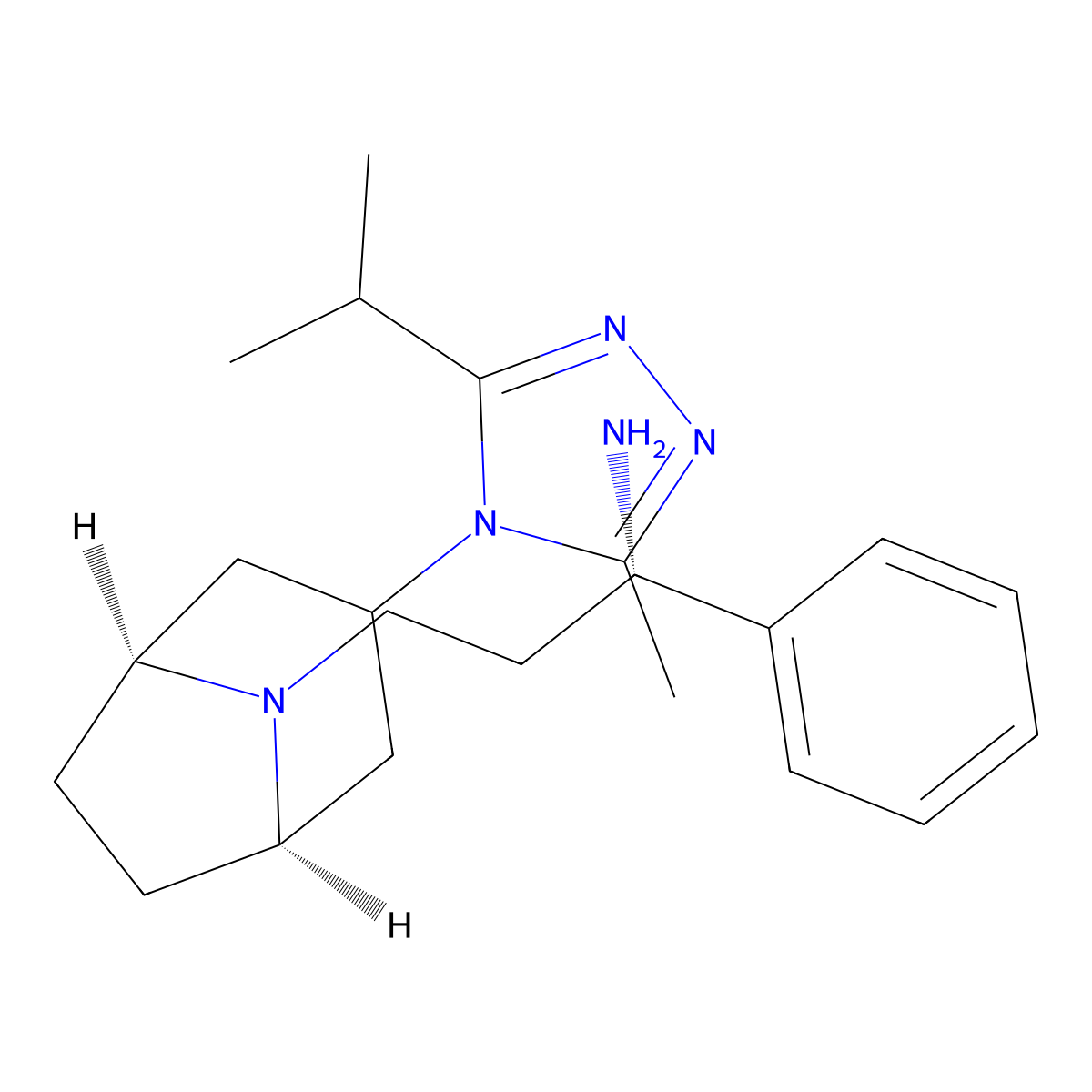 (1S)-3-[3-(3-Isopropyl-5-methyl-4H-1,2,4-triazol-4-yl)-exo-8-azabicyclo[3.2.1]oct-8-yl]-1-phenyl-1-propanamine molecular structure, CAS 376348-71-9