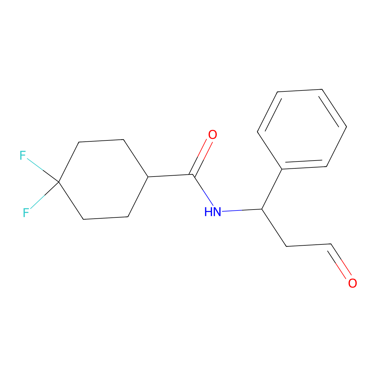 4,4-Difluoro-N-[(1S)-3-oxo-1-phenylpropyl]cyclohexanecarboxamide molecular structure, CAS 376348-78-6