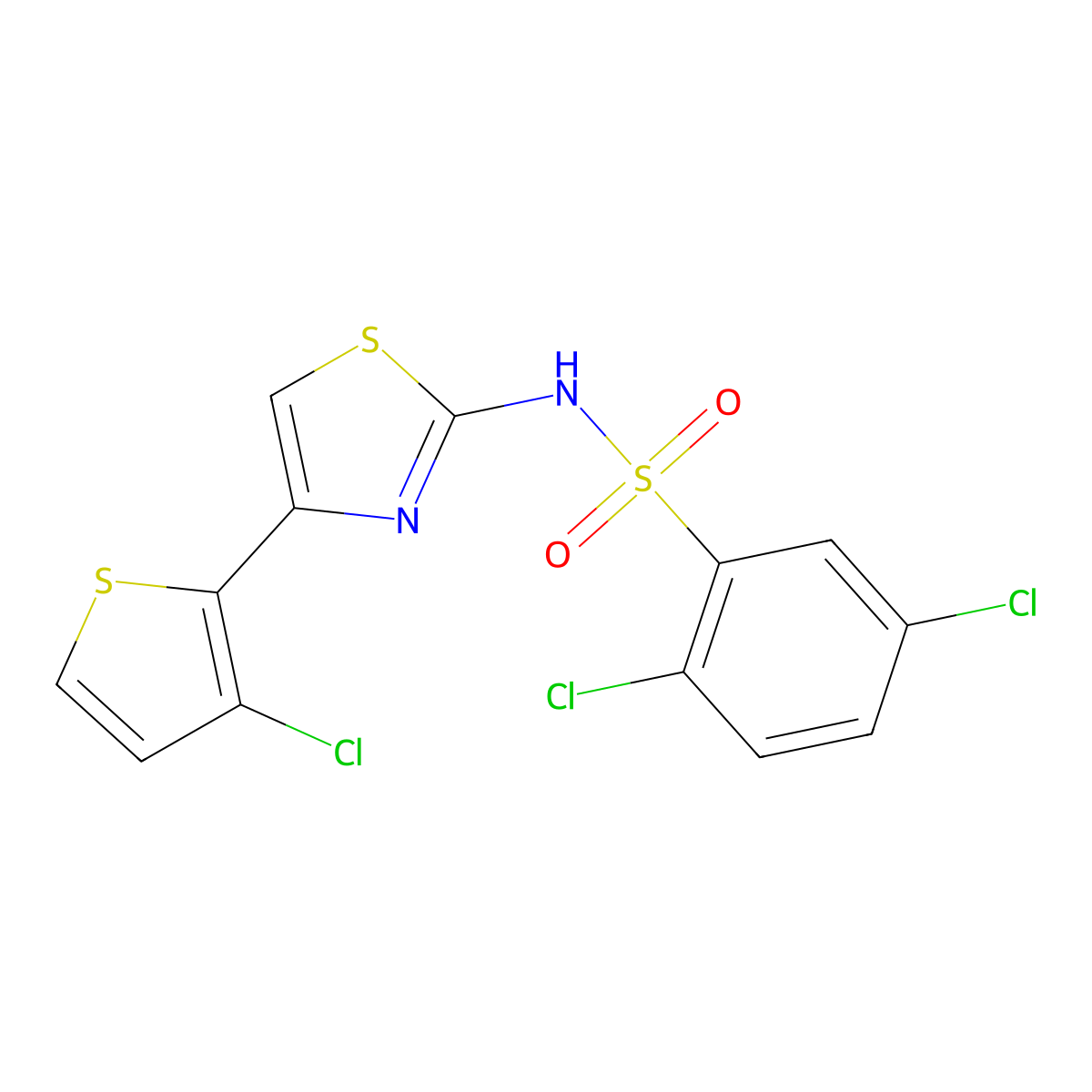 2,5-dichloro-N-[4-(3-chlorothiophen-2-yl)-1,3-thiazol-2-yl]benzenesulfonamide molecular structure, CAS 376348-99-1