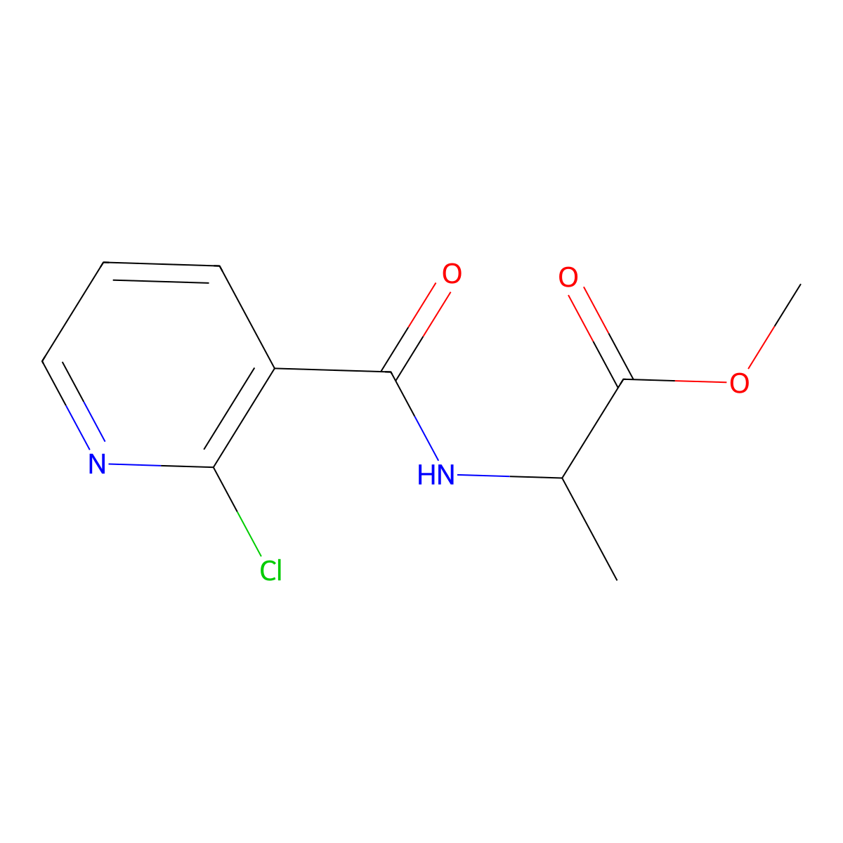 Methyl 2-[(2-chloropyridine-3-carbonyl)amino]propanoate molecular structure, CAS 376351-16-5