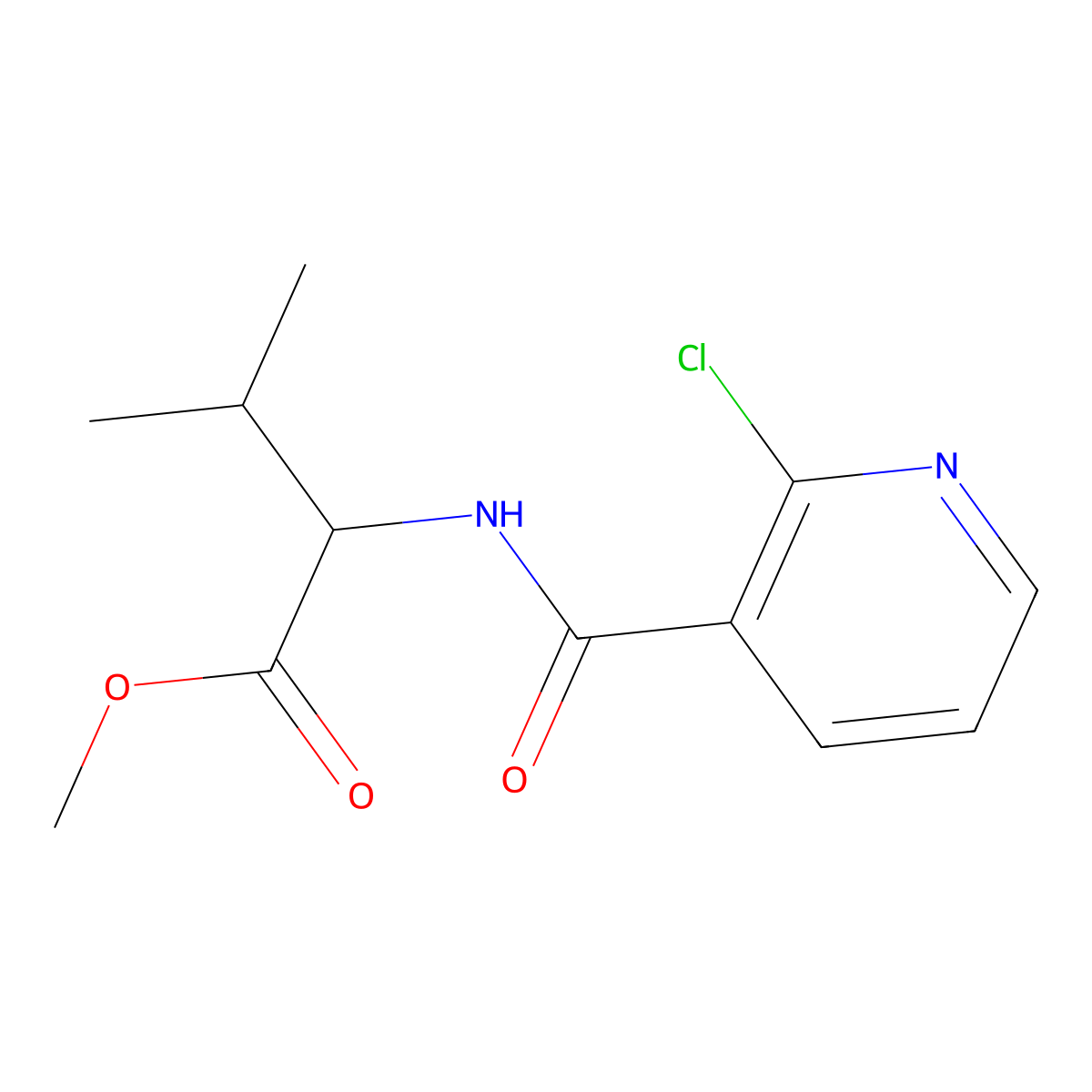 Methyl 2-[(2-chloropyridin-3-yl)formamido]-3-methylbutanoate molecular structure, CAS 376351-17-6