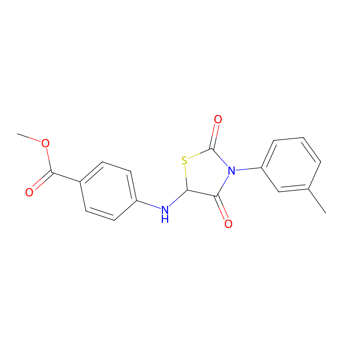 Methyl 4-{[3-(3-methylphenyl)-2,4-dioxo-1,3-thiazolidin-5-yl]amino}benzoate molecular structure, CAS 376351-70-1