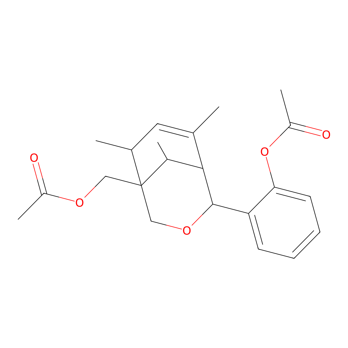 2-{5-[(Acetyloxy)methyl]-6,8,9-trimethyl-3-oxabicyclo[3.3.1]non-7-en-2-yl}phenyl acetate molecular structure, CAS 376351-74-5