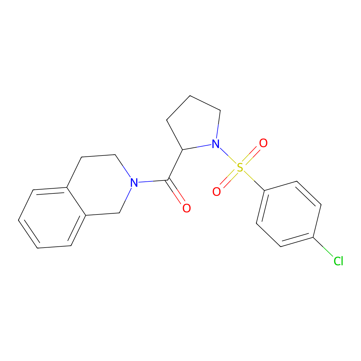 2-[1-(4-Chlorobenzenesulfonyl)pyrrolidine-2-carbonyl]-1,2,3,4-tetrahydroisoquinoline molecular structure, CAS 376351-97-2
