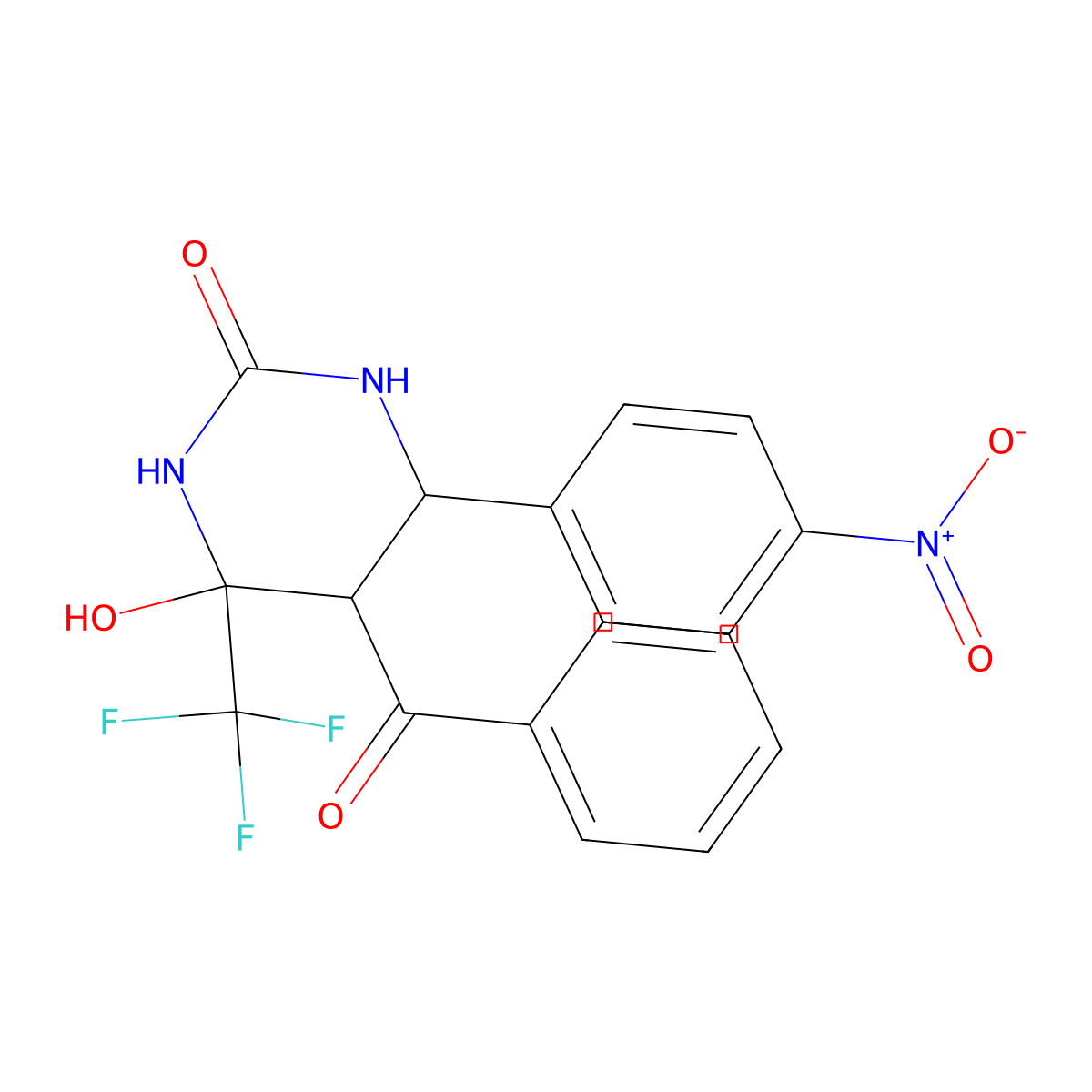 5-Benzoyl-4-hydroxy-6-(4-nitrophenyl)-4-(trifluoromethyl)-1,3-diazinan-2-one molecular structure, CAS 376351-98-3