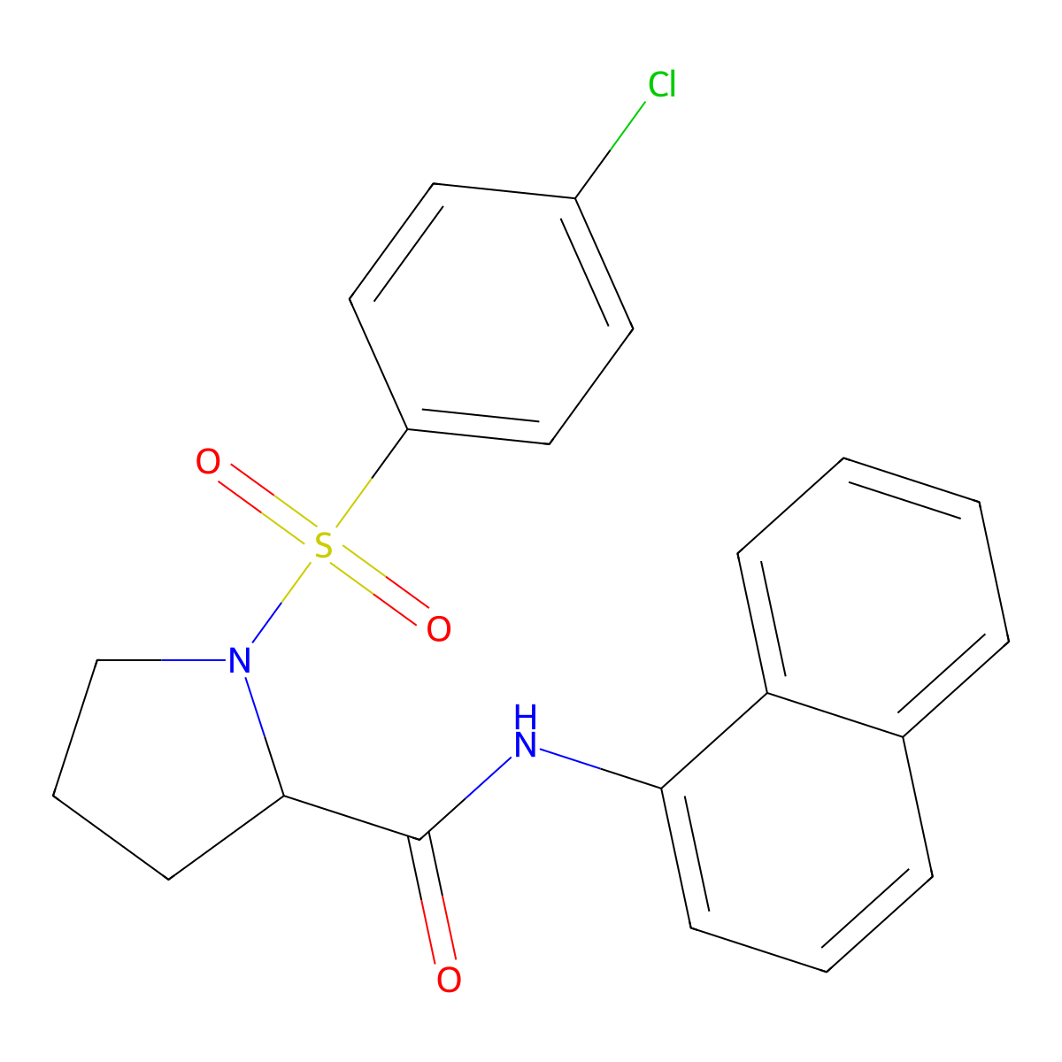 1-(4-chlorophenyl)sulfonyl-N-naphthalen-1-ylpyrrolidine-2-carboxamide molecular structure, CAS 376352-02-2
