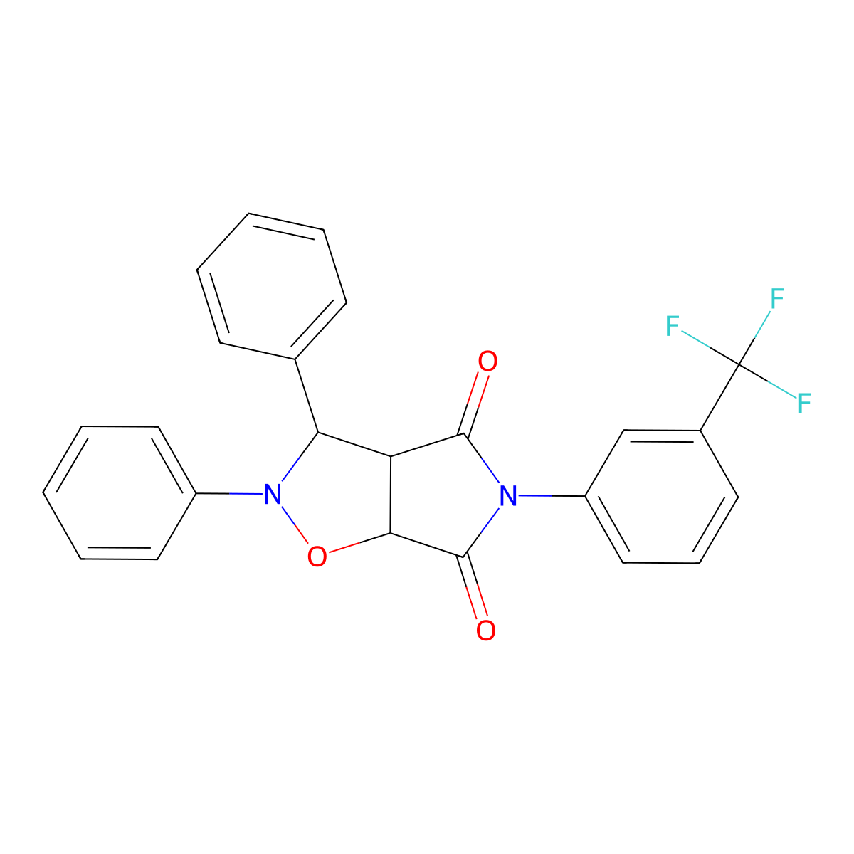2,3-diphenyl-5-[3-(trifluoromethyl)phenyl]-hexahydro-2H-pyrrolo[3,4-d][1,2]oxazole-4,6-dione molecular structure, CAS 376352-08-8