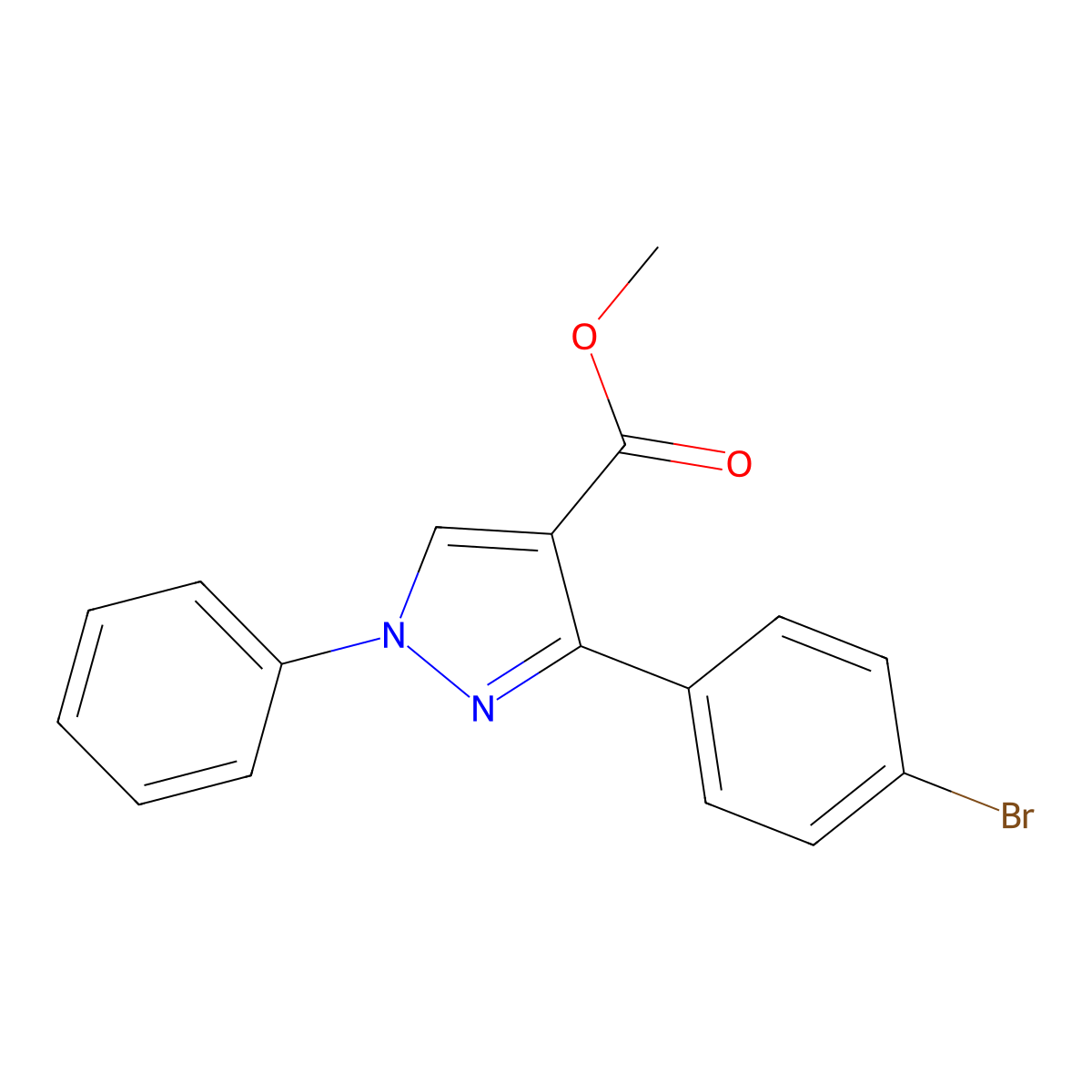 methyl 3-(4-bromophenyl)-1-phenyl-1H-pyrazole-4-carboxylate molecular structure, CAS 376352-36-2