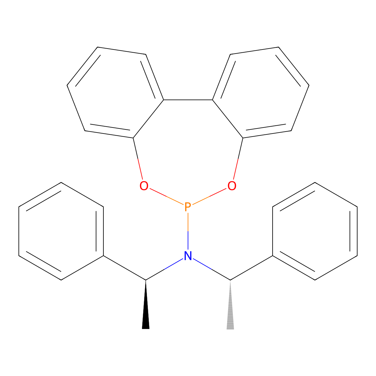 N,N-Bis((S)-1-phenylethyl)dibenzo[d,f][1,3,2]dioxaphosphepin-6-amine molecular structure, CAS 376355-58-7