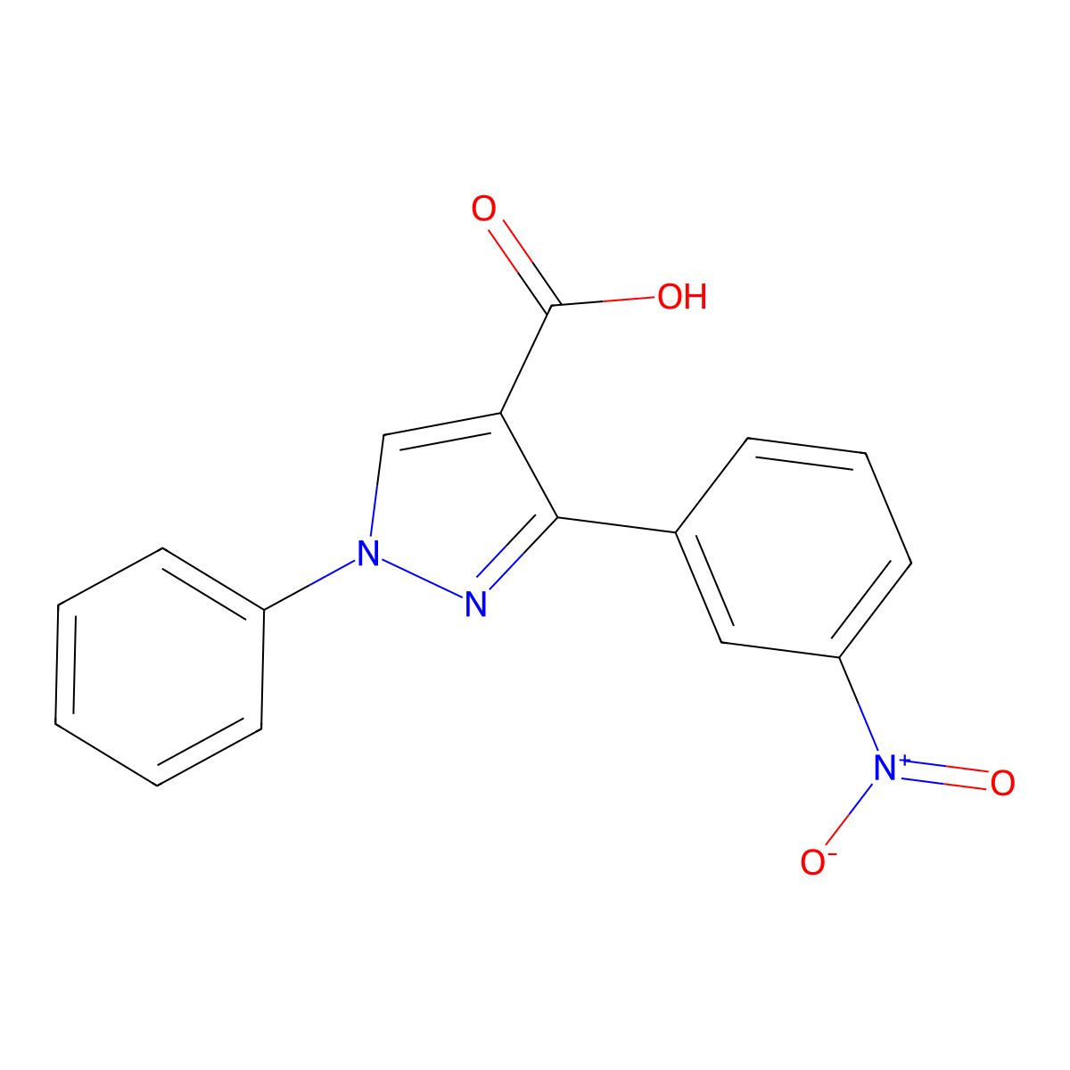 3-(3-nitrophenyl)-1-phenyl-1H-pyrazole-4-carboxylic acid molecular structure, CAS 376358-93-9