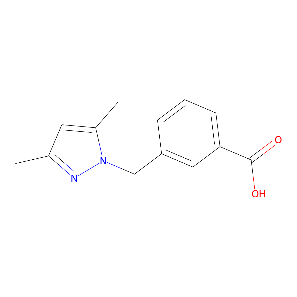 3-[(3,5-dimethyl-1H-pyrazol-1-yl)methyl]benzoic acid molecular structure, CAS 376359-05-6