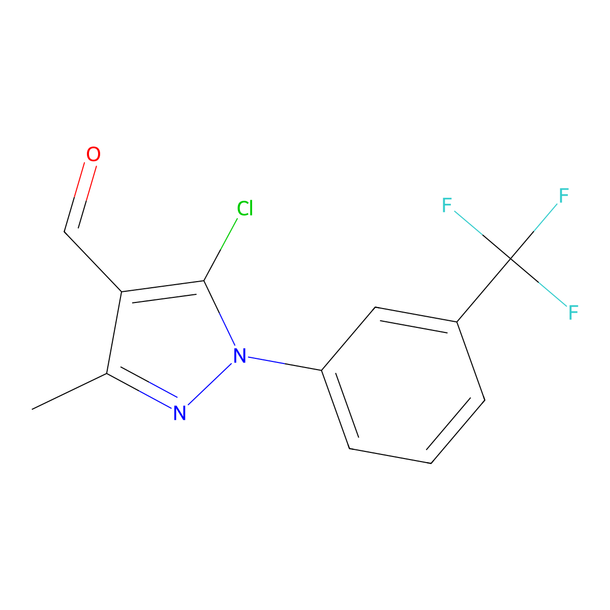 5-chloro-3-methyl-1-(3-(trifluoromethyl)phenyl)-1H-pyrazole-4-carbaldehyde molecular structure, CAS 376359-52-3