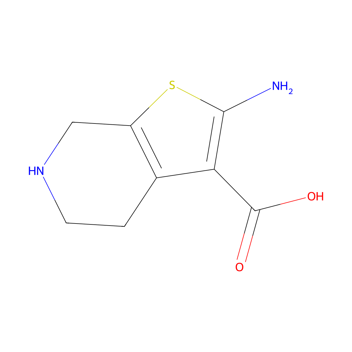 2-Amino-4,5,6,7-tetrahydrothieno[2,3-c]pyridine-3-carboxylic acid molecular structure, CAS 37636-42-3