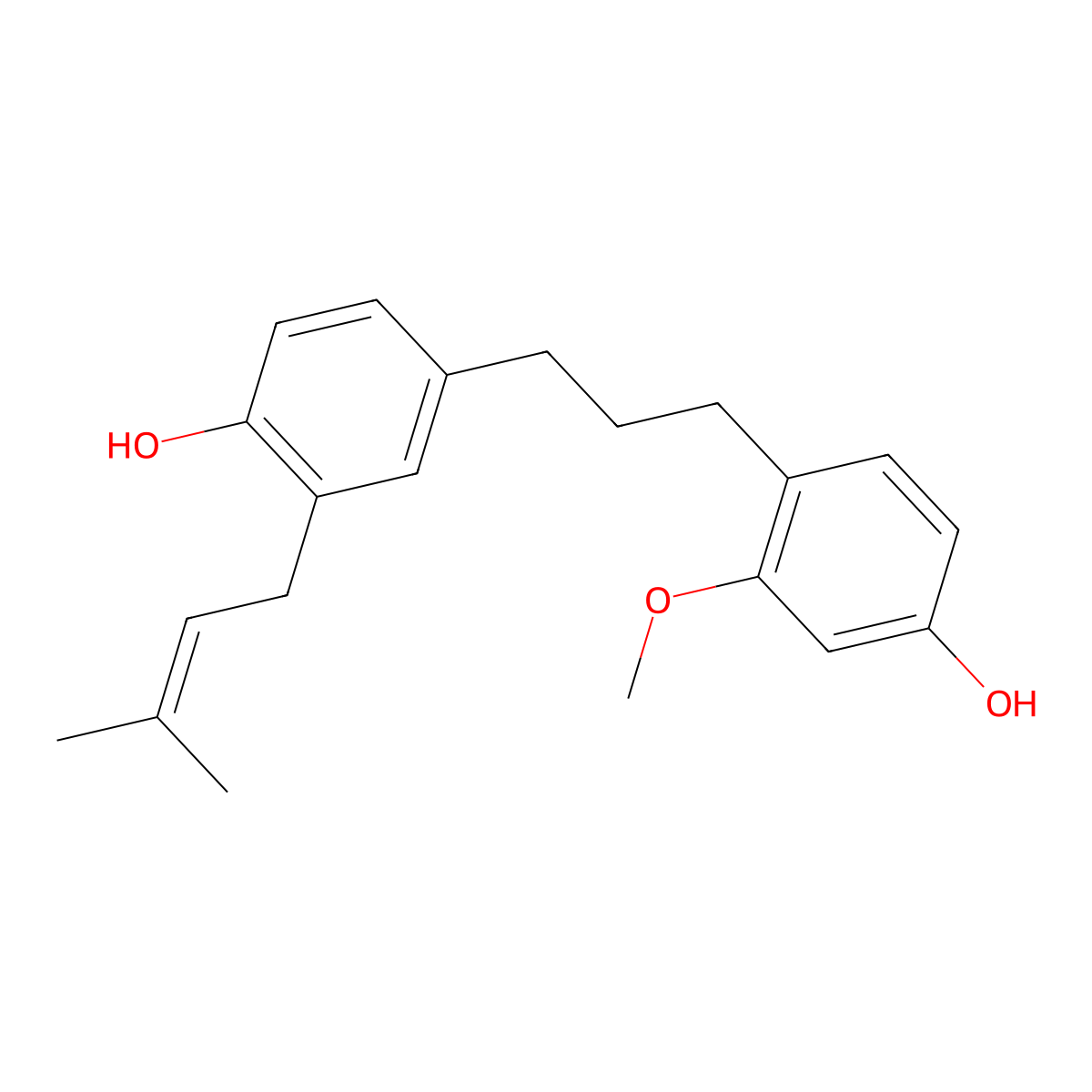 4-(3-(4-Hydroxy-2-methoxyphenyl)propyl)-2-(3-methylbut-2-en-1-yl)phenol molecular structure, CAS 376362-03-7