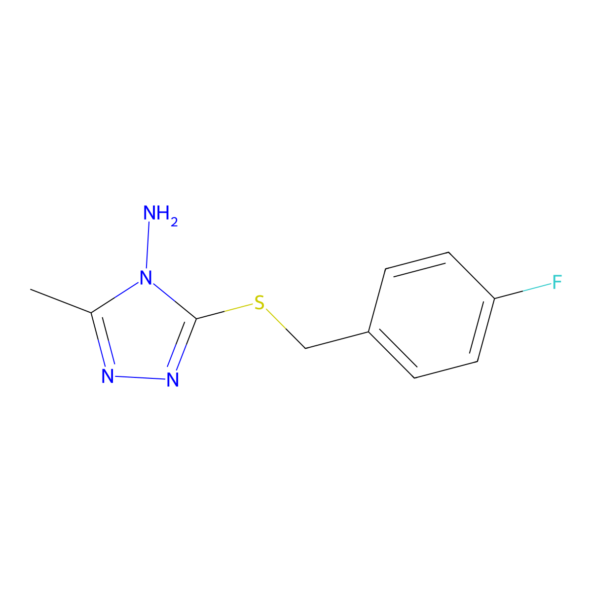 3-[(4-Fluorophenyl)methylsulfanyl]-5-methyl-1,2,4-triazol-4-amine molecular structure, CAS 376369-61-8
