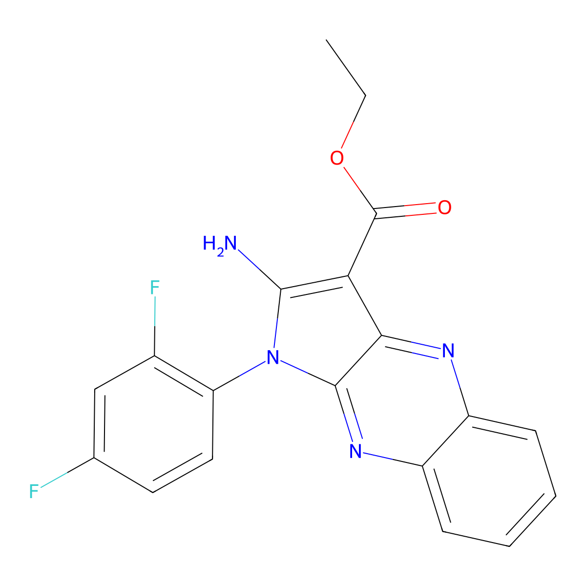ethyl 2-amino-1-(2,4-difluorophenyl)-1H-pyrrolo[2,3-b]quinoxaline-3-carboxylate molecular structure, CAS 376369-89-0