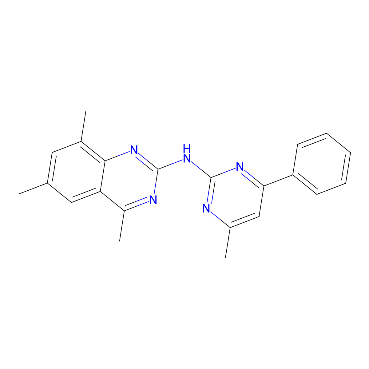 4,6,8-trimethyl-N-(4-methyl-6-phenylpyrimidin-2-yl)quinazolin-2-amine molecular structure, CAS 376370-52-4