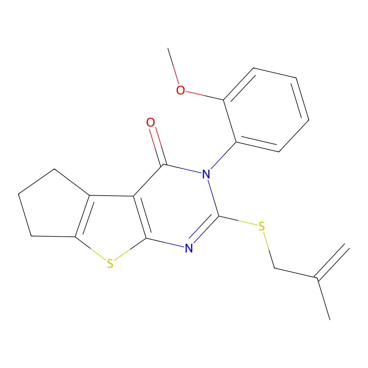 2-(2-methoxyphenyl)-3-(2-methylprop-2-enylsulfanyl)-7,8-dihydro-6H-cyclopenta[2,3]thieno[2,4-b]pyrimidin-1-one molecular structure, CAS 376370-54-6