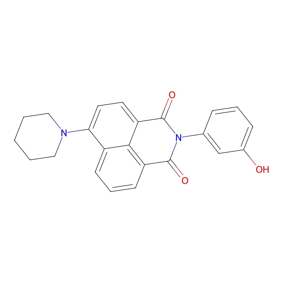 2-(3-Hydroxyphenyl)-6-(1-piperidinyl)benzo[de]isoquinoline-1,3-dione molecular structure, CAS 376371-49-2