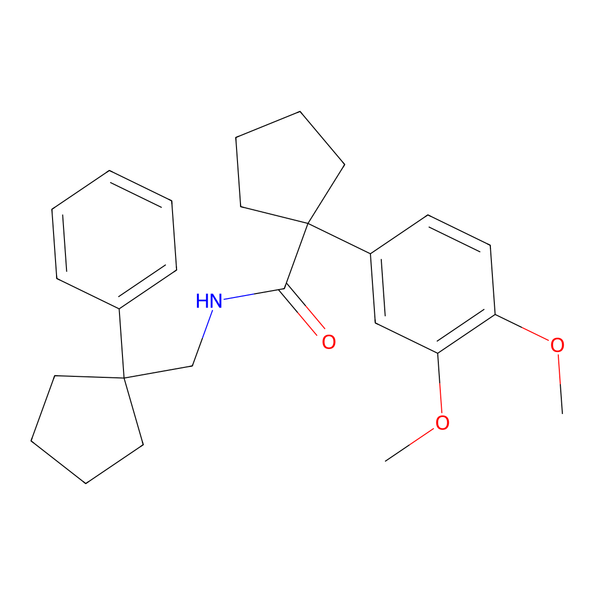 1-(3,4-dimethoxyphenyl)-N-[(1-phenylcyclopentyl)methyl]cyclopentane-1-carboxamide molecular structure, CAS 376371-58-3