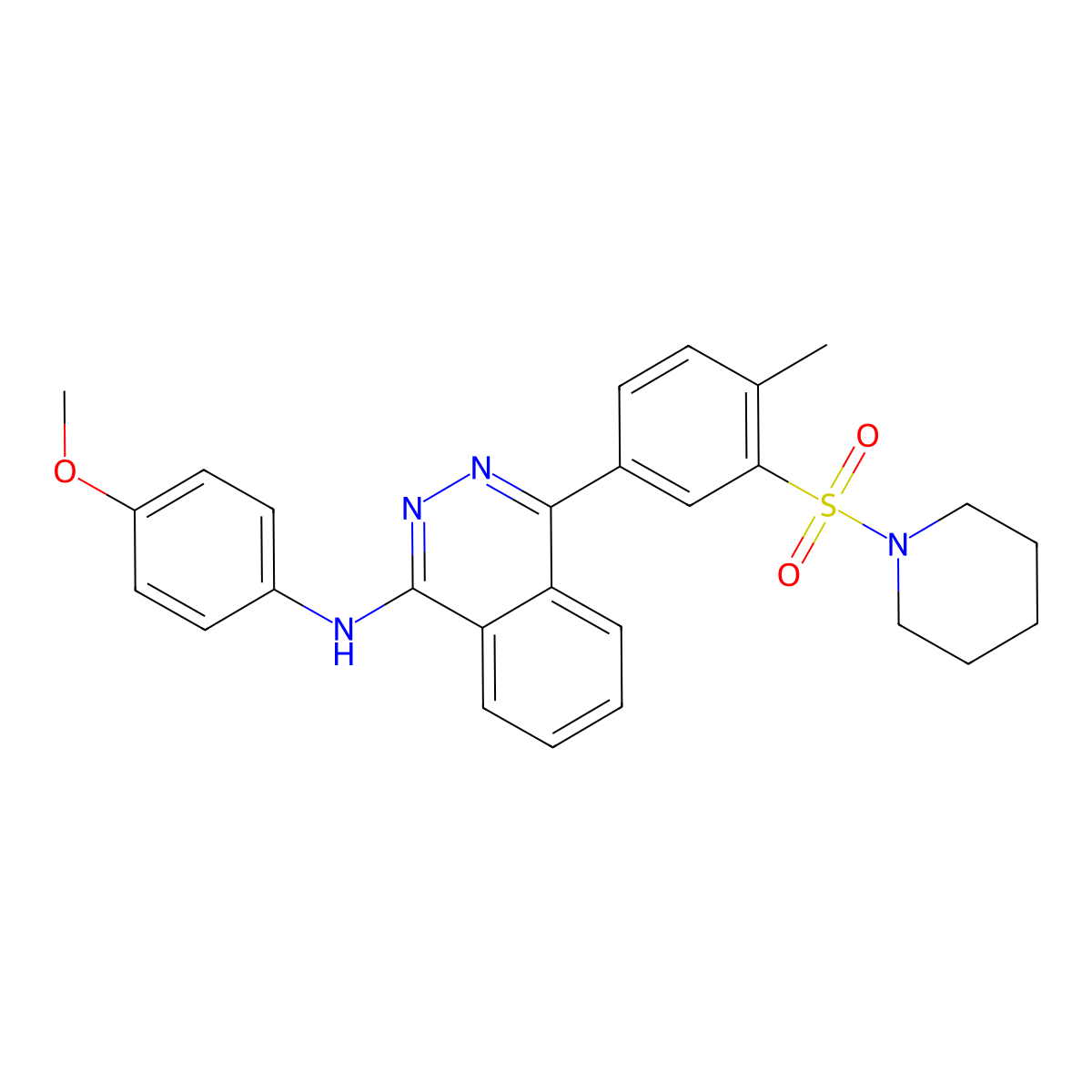 N-(4-methoxyphenyl)-4-(4-methyl-3-piperidin-1-ylsulfonylphenyl)phthalazin-1-amine molecular structure, CAS 376371-95-8