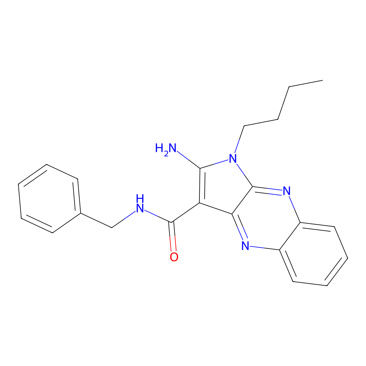 2-amino-N-benzyl-1-butylpyrrolo[3,2-b]quinoxaline-3-carboxamide molecular structure, CAS 376372-15-5