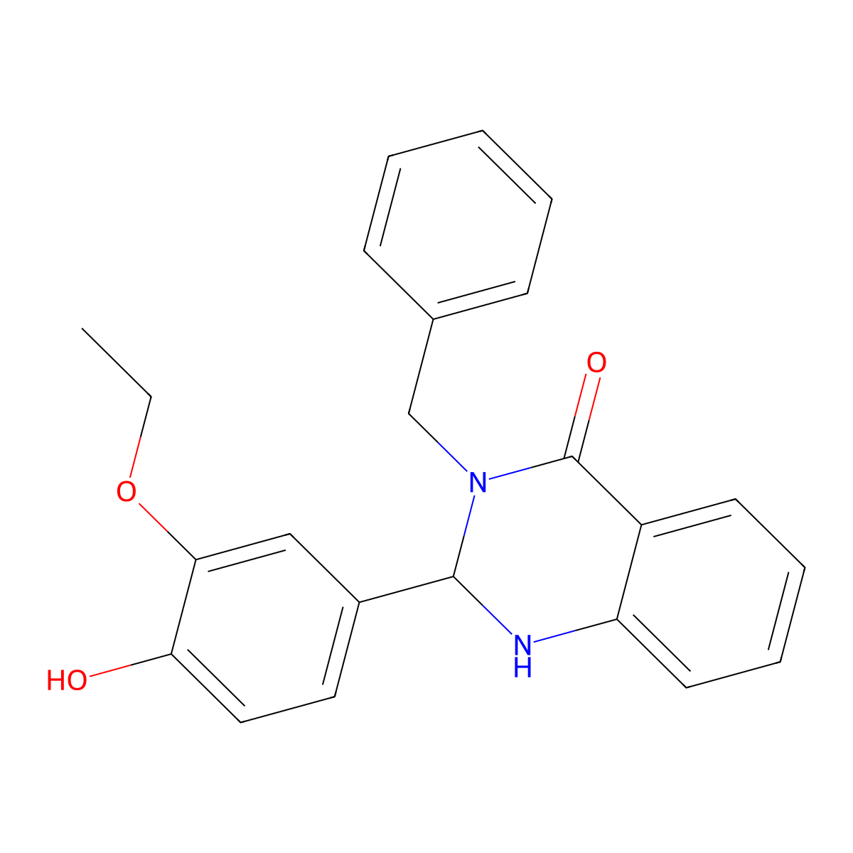 3-benzyl-2-(3-ethoxy-4-hydroxyphenyl)-2,3-dihydroquinazolin-4(1H)-one molecular structure, CAS 376372-16-6