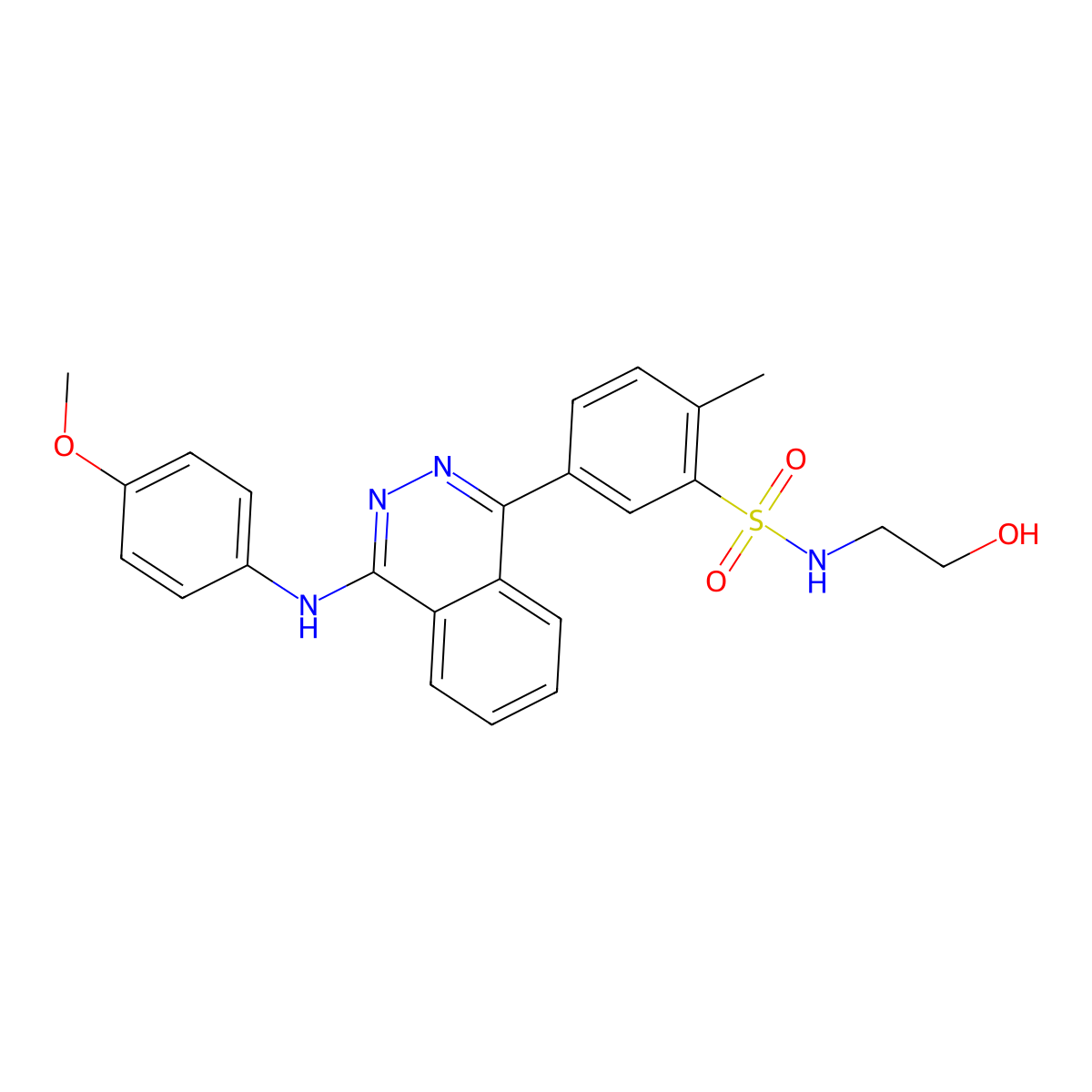 N-(2-hydroxyethyl)-5-[4-(4-methoxyanilino)phthalazin-1-yl]-2-methylbenzenesulfonamide molecular structure, CAS 376372-20-2