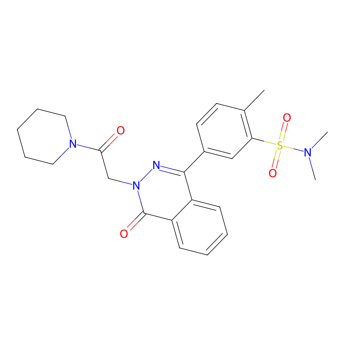 N,N,2-trimethyl-5-(4-oxo-3-(2-oxo-2-(piperidin-1-yl)ethyl)-3,4-dihydrophthalazin-1-yl)benzenesulfonamide molecular structure, CAS 376372-64-4
