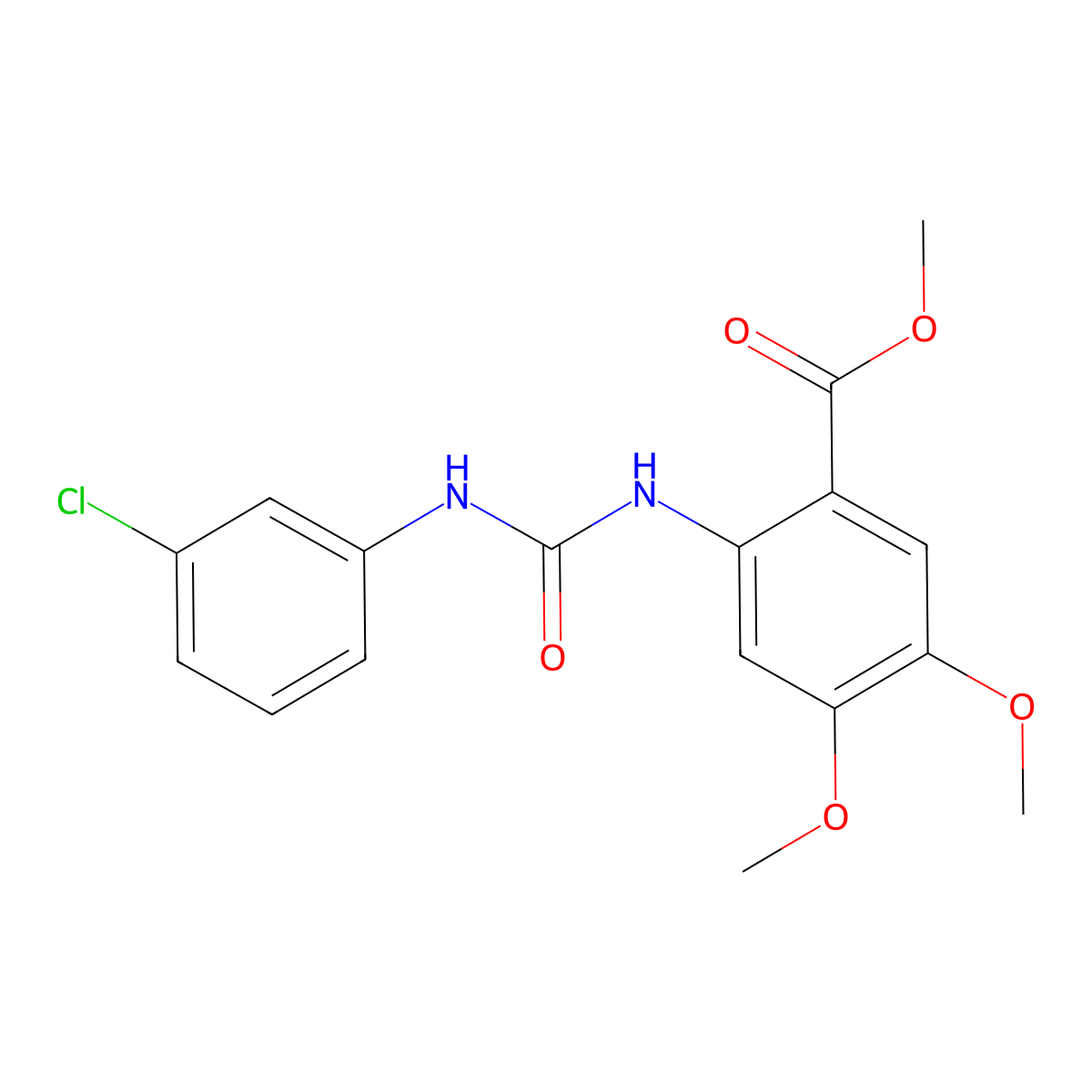 Methyl 2-{[(3-chloroanilino)carbonyl]amino}-4,5-dimethoxybenzoate molecular structure, CAS 376373-50-1
