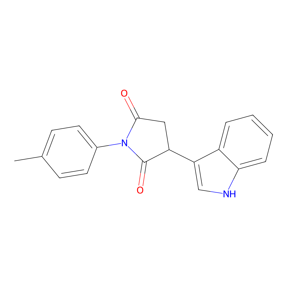 3-(1H-indol-3-yl)-1-(4-methylphenyl)pyrrolidine-2,5-dione molecular structure, CAS 376373-73-8