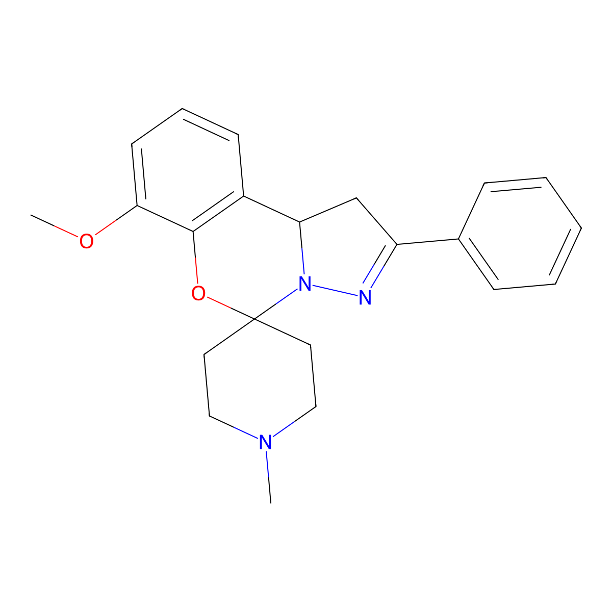 7'-Methoxy-1-methyl-2'-phenyl-1',10b'-dihydrospiro[piperidine-4,5'-pyrazolo[1,5-c][1,3]benzoxazine] molecular structure, CAS 376373-93-2
