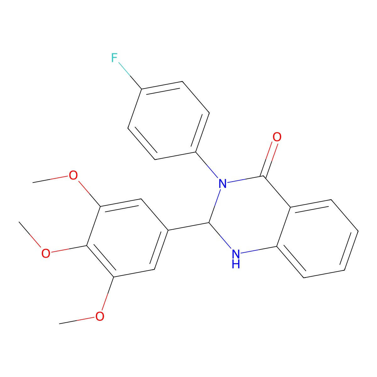 3-(4-fluorophenyl)-2-(3,4,5-trimethoxyphenyl)-2,3-dihydroquinazolin-4(1H)-one molecular structure, CAS 376373-98-7