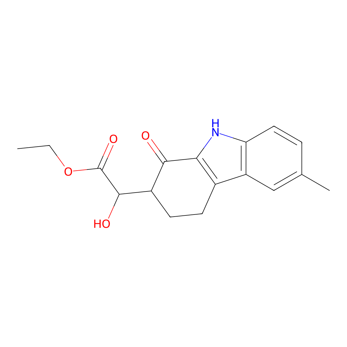 ethyl hydroxy(6-methyl-1-oxo-2,3,4,9-tetrahydro-1H-carbazol-2-yl)acetate molecular structure, CAS 376374-51-5