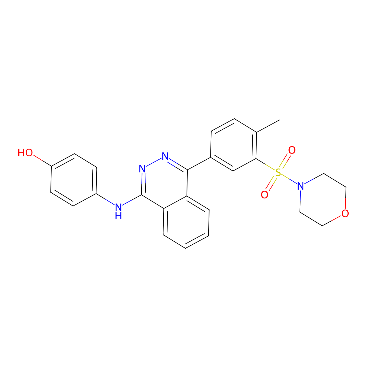 4-((4-(4-Methyl-3-(morpholinosulfonyl)phenyl)phthalazin-1-yl)amino)phenol molecular structure, CAS 376374-54-8