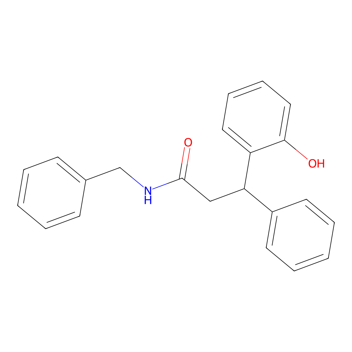 N-benzyl-3-(2-hydroxyphenyl)-3-phenylpropanamide molecular structure, CAS 376374-61-7