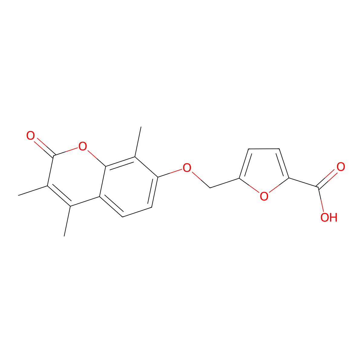5-{[(3,4,8-trimethyl-2-oxo-2H-chromen-7-yl)oxy]methyl}-2-furoic acid molecular structure, CAS 376374-98-0